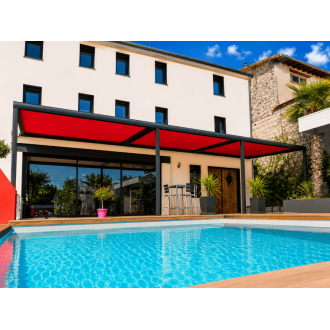 Pergola toile enroulable dickson micro-perforée rouge