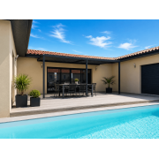 Pergola toile enroulable 8x4 bord piscine