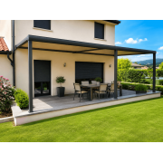  	Pergola toile enroulable 8x4 muret