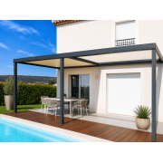  	Pergola toile enroulable 8x4 muret