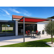 Pergola toile enroulable rouge