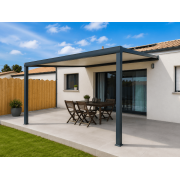  	Pergola toile enroulable 4x4 gris souris