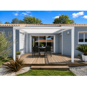  	Pergola toile enroulable auto-portée blanc