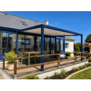 Pergola toile enroulable autoportée 4x4 bleu 