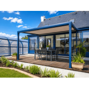 Pergola toile enroulable autoportée 4x4 armature bleu