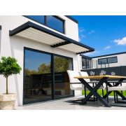  Brise Soleil Horizontal Lames Orientables Bioclimatique Gris Anthracite 7016 Lames Fixes Blanc 9010
