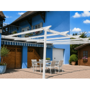  	Pergola toile rétractable manuelle armature blanche
