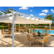  	Pergola toile rétractable manuelle blanche toile sable