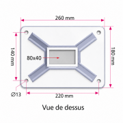 	Dimensions des pieds de fixation au sol pergola toile rétractable manuelle 