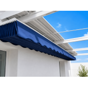  	Pergola toile rétractable micro-perforée entre 2 murs sur cable
