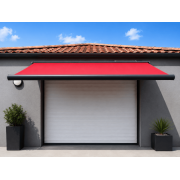 Store Banne Solaire 3.5m Gris Anthracite Toile Rouge