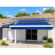 Store banne manuel 3.4x2.75m en toile bleu