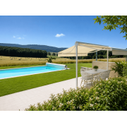 Store double pente motorisé terrasse piscine