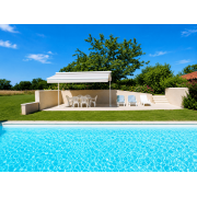 Store double pente solaire terrasse piscine