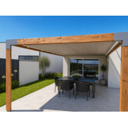 Pergola en Bois avec Store de Toit Toile Gris