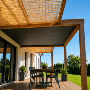 Pergola bois avec store de toiture