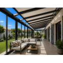 Store de Toit Toile Micro-Perforée PVC Dickson Extérieur 4 Modules Motorisés pour Véranda & Pergola Sur Mesure