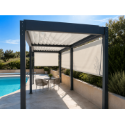  	Store motorisé pour pergola micro-perforé blanc m 005 white