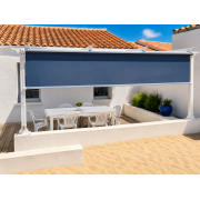 Store à Guide manuel micro-perforé bleu pour pergola