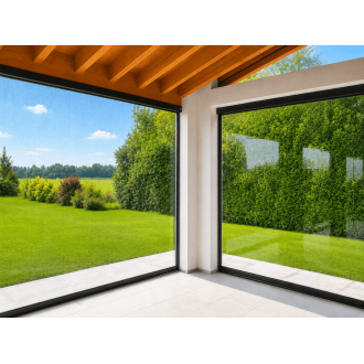 Store ZIP Cristal Transparent Moteur Solaire pour Pergola
