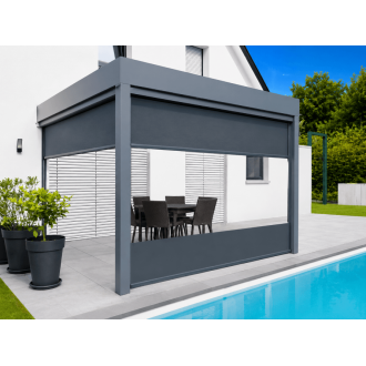 Store ZIP 4m Motorisé Toile Cristal Transparent + Micro-Perforée Dickson