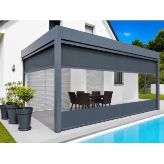 Store ZIP 6m Motorisé Toile Cristal Transparent + Micro-Perforée Dickson