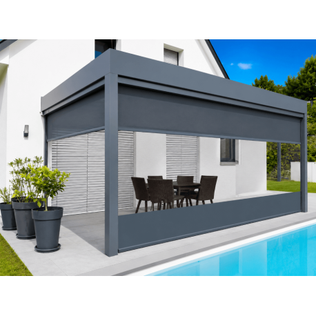 Store ZIP 6m Motorisé Toile Cristal Transparent + Micro-Perforée Dickson
