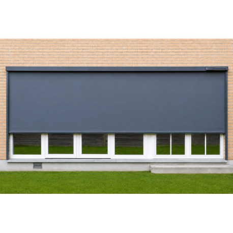 Rideau ZIP Extérieur Solaire Gris Anthracite sur Porte-Fenêtre