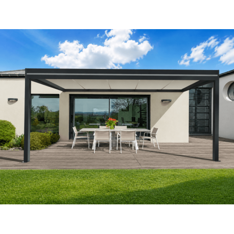 Pergola Aluminium Toit Plat Panneaux Sandwich 62mm Adossée 6x5m