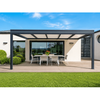 Pergola Aluminium Toit Plat Panneaux Sandwich 16mm Adossée 6x5m