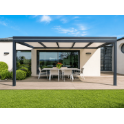 Pergola Aluminium Toit Plat Panneaux Sandwich 16mm Adossée 6x5m