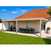  	Pergola Aluminium 11m Toit Plat Panneaux Sandwich 32mm Adossée