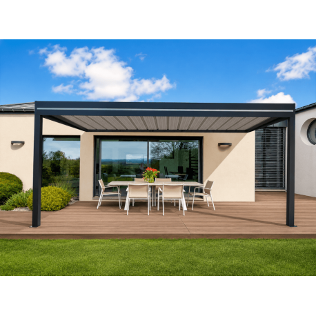 Pergola Aluminium Toit Plat Bac Acier OBX Adossée 5.8x4m