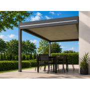 Pergola Aluminium Toit Plat Bac Acier OBX Adossée Sur Mesure