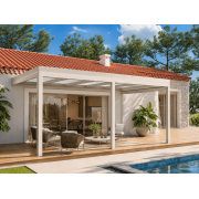 Pergola Aluminium Adossée Toit Plat en Verre 5x3m