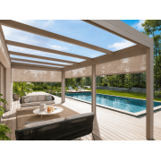 Pergola Aluminium Adossée Toit en Verre avec Stores Zip