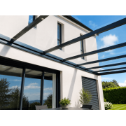 Toiture en Verre Feuilleté transparent sur pergola aluminium