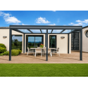 Pergola Aluminium Toit Plat en Verre Feuilleté (Transparent ou Opale) OBX Autoportée Sur Mesure
