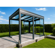 Pergola Autoportée Toit en Verre Feuilleté Gris Antracite RAL 7016