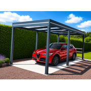 Carport Aluminium Autoporté Toit en Verre 6 Poteaux