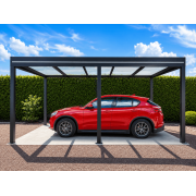 Carport Aluminium Autoporté Toit Plat en Verre Feuilleté 6x3m