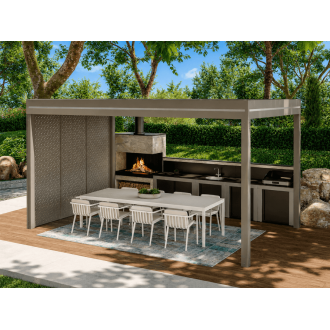 	Pergola Toit Plat Panneaux Sandwich 62mm Autoportée 6x4m	