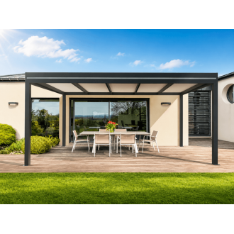 Pergola Aluminium Toit Plat Panneaux Sandwich 16mm Autoportée 6x5m