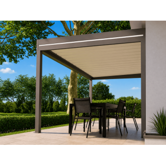 Pergola Aluminium Toit Plat Bac Acier OBX Autoportée 5.8m