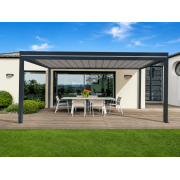 Pergola Aluminium Toit Plat Bac Acier OBX Autoportée 5.8m