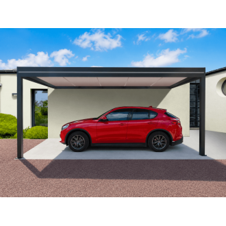 	Carport Aluminium Toit Plat Panneaux Sandwich 62mm Adossé 6x4m