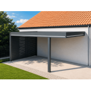 Carport Aluminium Toit Plat Panneaux Sandwich 62mm Poteau Déporté