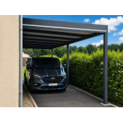 Carport 8.5m Toit Plat Panneaux Sandwich 16mm Adossé