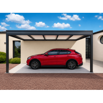 Carport Aluminium Toit Plat Panneaux Sandwich 16mm Adossé 6x4m