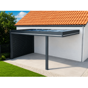Carport Aluminium Toit Plat Panneaux Sandwich 16mm Poteau Déporté